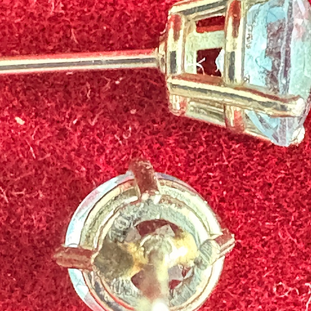 10K solid blue topaz genuine earrings - Picture 3 of 7